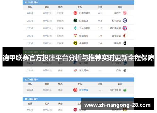 德甲联赛官方投注平台分析与推荐实时更新全程保障